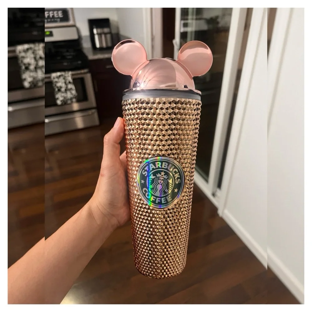 Starbucks Rose Gold Tumbler with‎ Mickey Ear Lid